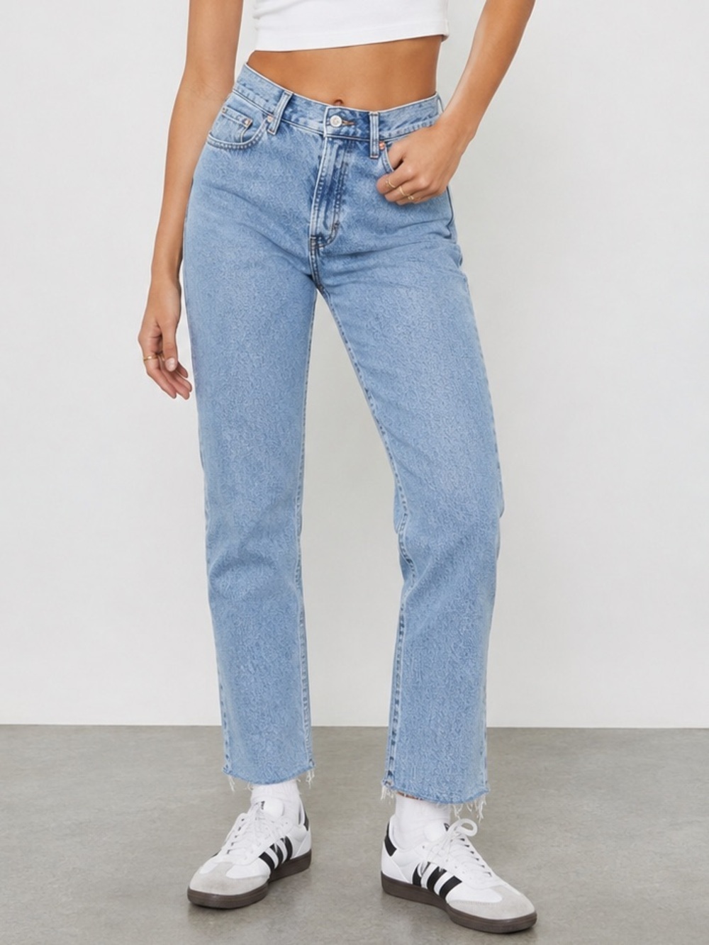 PacSun High Rise 90s Straight Leg Jeans Light Wash Raw Hem size 30